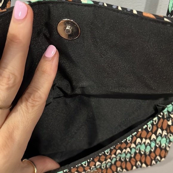 VERA BRADLEY Petite Crossbody Aqua/Brown "Sienna Stream" Hipster Bag - Picture 3 of 6